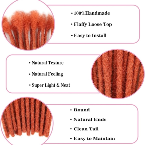 30 Strands 8" 100% Human Hair Loc Dreadlock Extensions 0.6cm Thickness Handmade - Picture 3 of 7